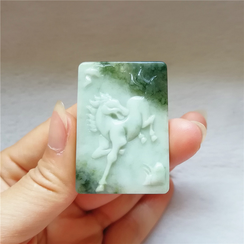 正品独玉吊坠天然玉独山玉马到成功挂件玉器生肖马挂坠男女款玉坠