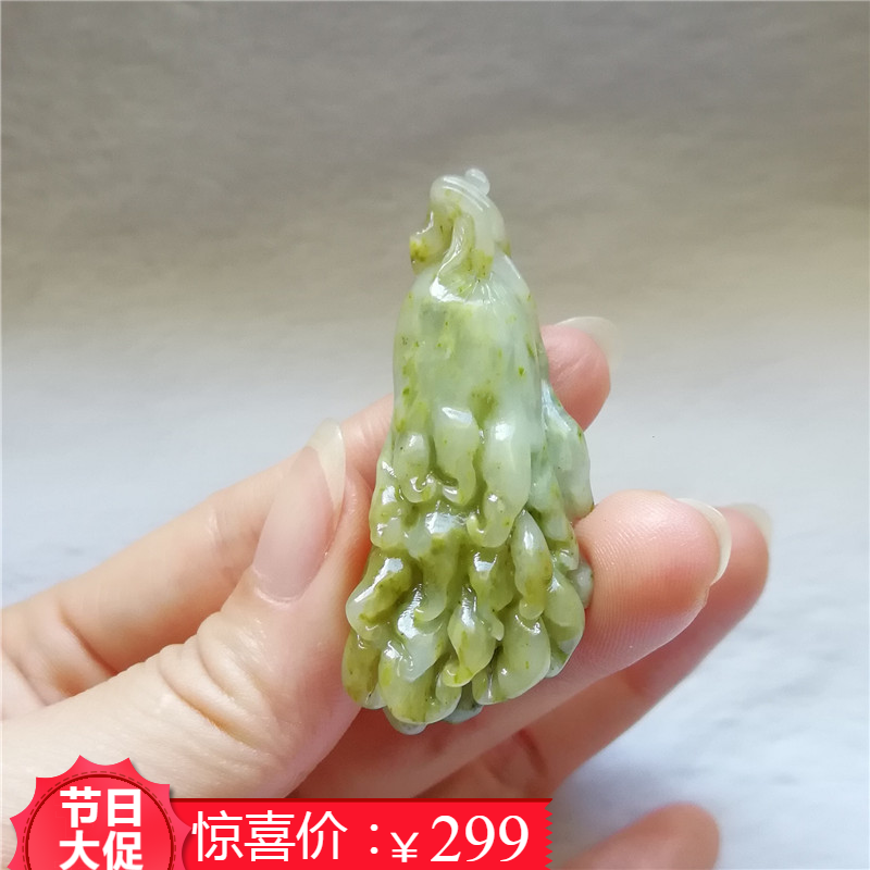 收藏天然南阳独山玉吊坠玉坠福到挂件佛手瓜苏工独玉福寿连连项链