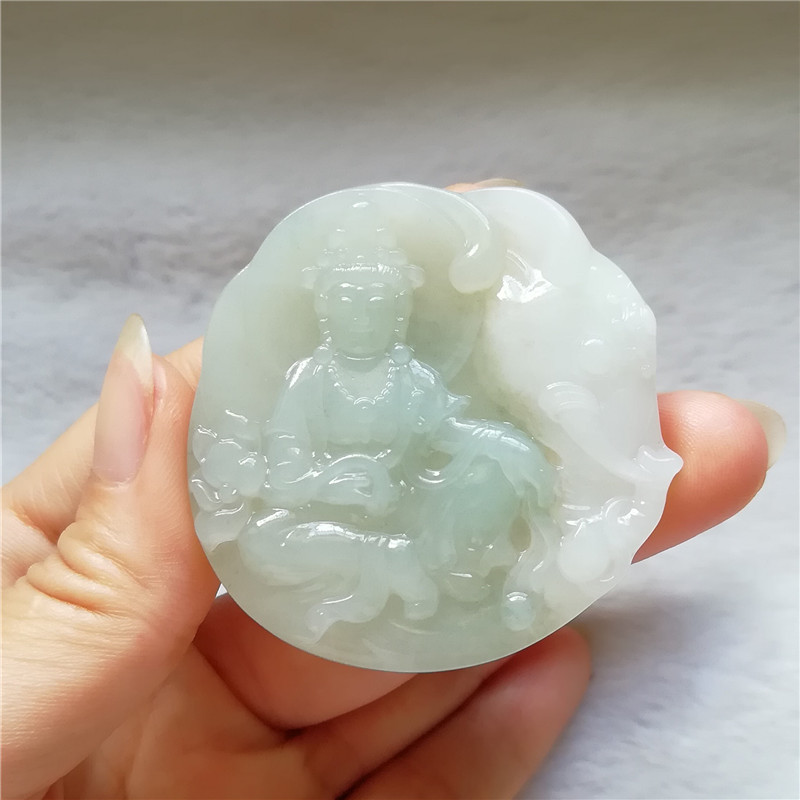 收藏天然玉器冰种独山玉观音菩萨吊坠南阳玉独玉大象挂件玉佩送证
