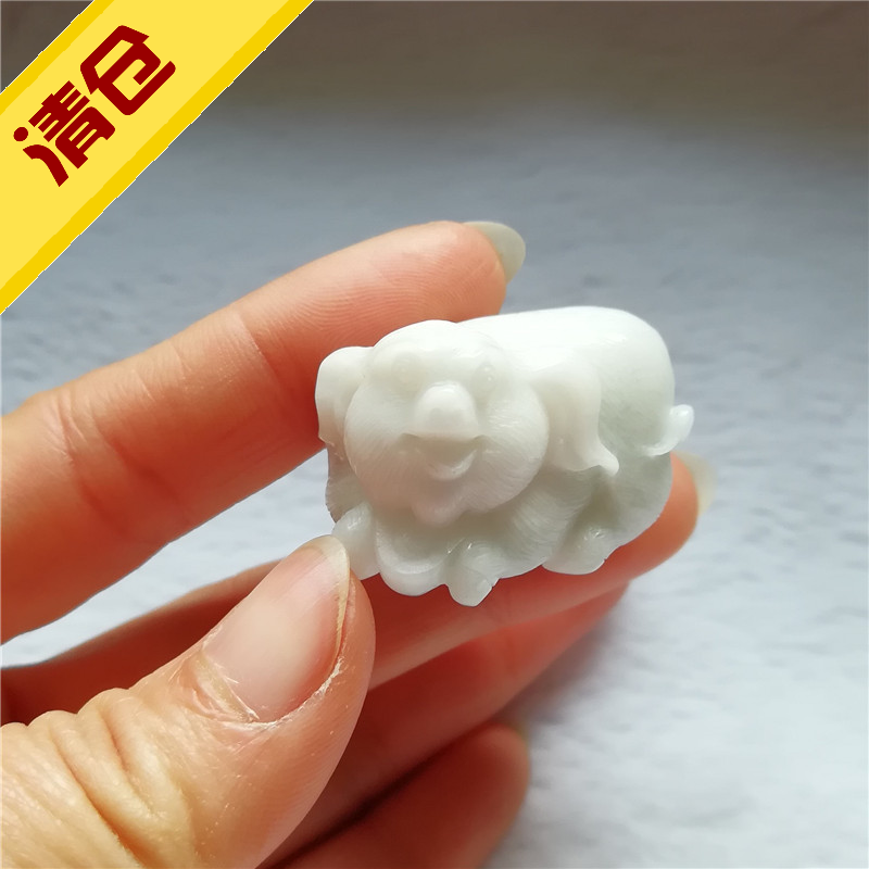 正品天然独山玉生肖猪吊坠细白独玉本命年猪玉坠男女立体猪小摆件