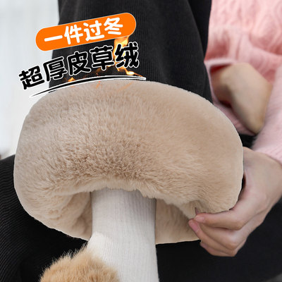 黑色加绒直筒阔腿裤女202