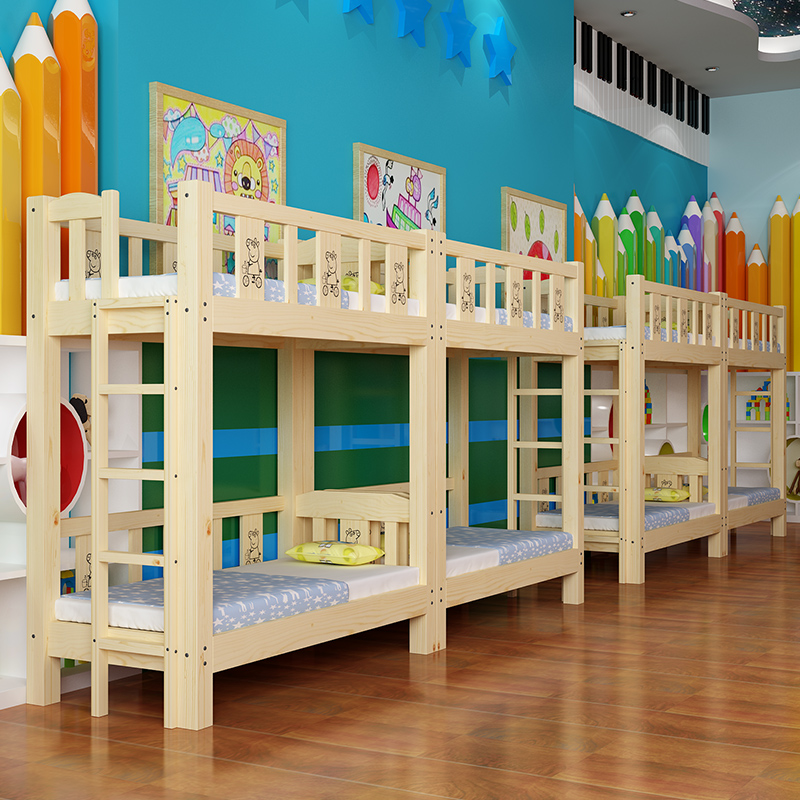 幼儿园上下铺床儿童双层床托管班小学生高低午托床宿舍实木午睡床401.80元包邮