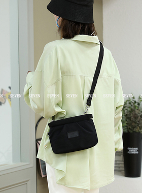 Fox Package/高级感韩版时尚防泼水黑色尼龙布单肩斜挎包休闲百搭