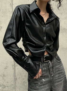 Space Axis2024秋季辣妹气质修身衬衫长袖显瘦衬衣设计感别致上衣