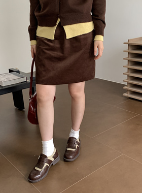 JillZoo自制 秋冬韩系复古灯芯绒半身裙女高腰显瘦A字半裙短裙