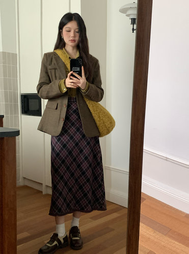 JillZoo自制秋冬复古杂绿显白翻领夹棉加厚西装外套正肩羊毛上衣