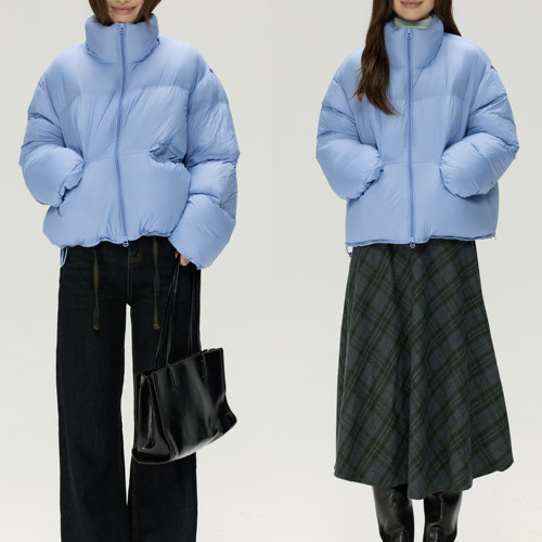 JillZoo自制  韩版立领短款泡芙白鸭绒羽绒服