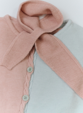 JillZoo自制  两色韩系圆领麻花围巾领宽松针织毛衣