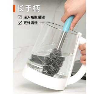 长把手柄钢丝球锅刷子洗锅刷瓶罐杯刷不生锈厨房清洁刷坐便马桶刷
