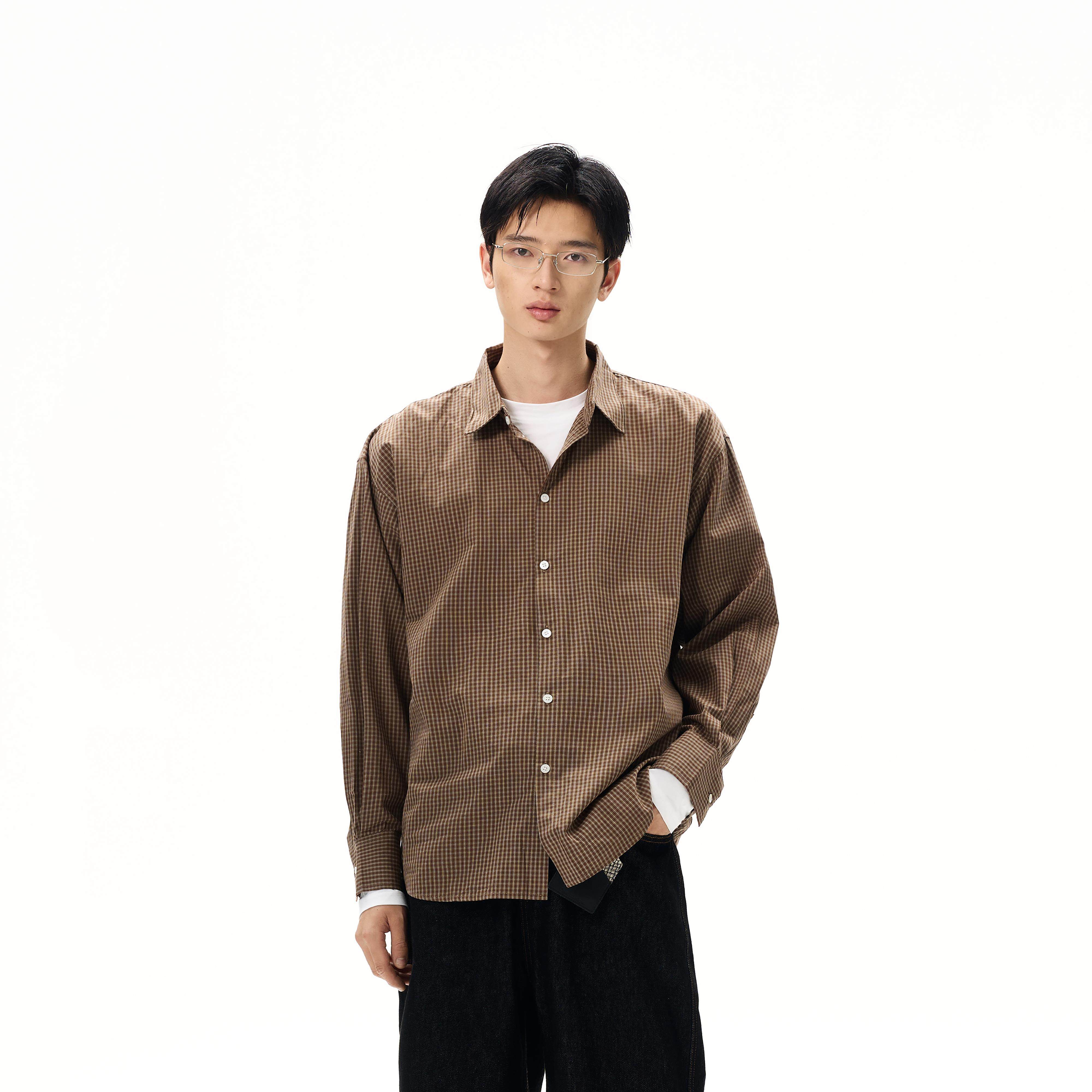 韩系经典格子长袖衬衫男高级感春秋上衣潮流百搭宽松休闲小众衬衣,男装,衬衫,淘宝优惠券,粉丝福利购,淘宝优惠卷