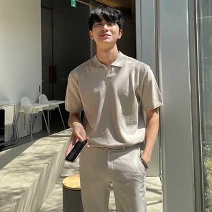 翻领针织短袖 男士 轻熟风男夏季 无扣Polo衫 宽松休闲T恤 薄款 保罗衫