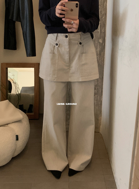 Ademe秋季新款女裤宽松百搭时尚韩系裙裤设计气质休闲裤H60910