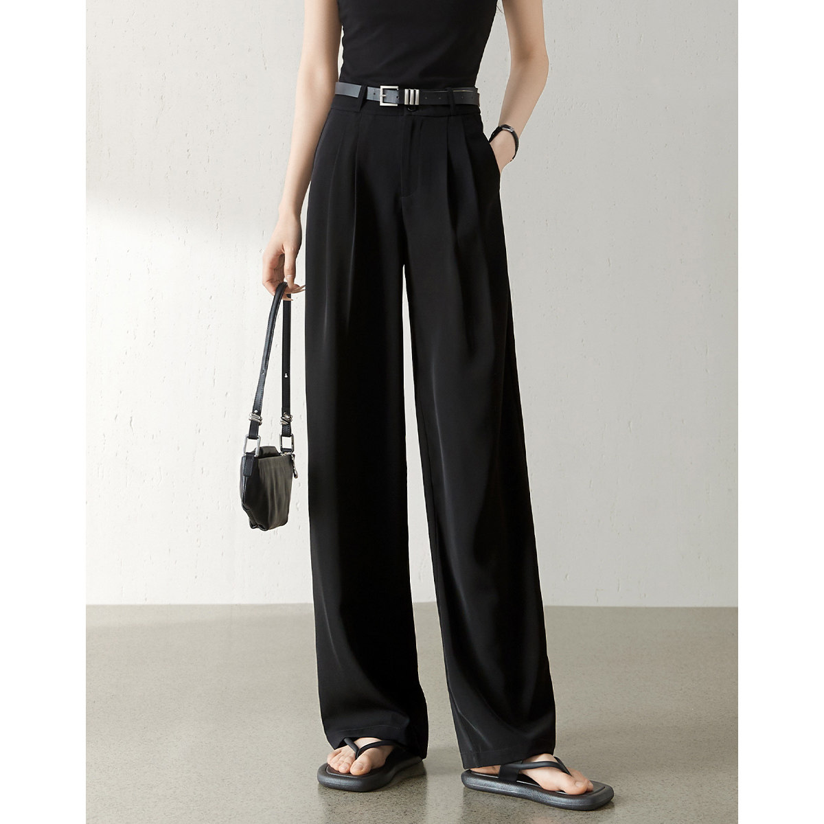 【窄版阔腿版型直筒西装裤】26年夏新款高腰垂感小个子透气裤子