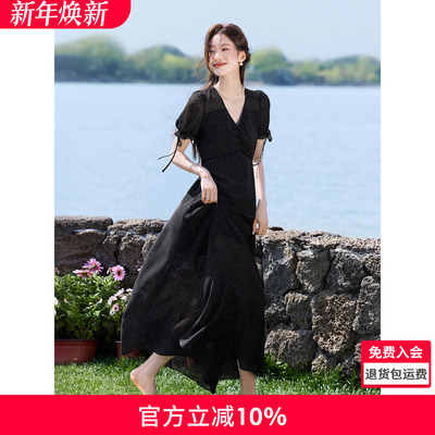 沫晗依美南法假日收腰连衣裙
