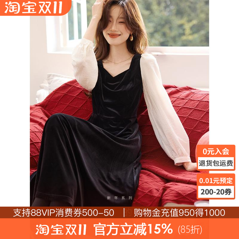 沫晗依美优雅小黑裙连衣裙
