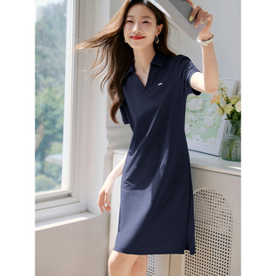 气质连衣裙 时尚 沫晗依美休闲风POLO领简约百搭连衣裙2025夏季 新款