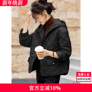 沫晗依美连帽摁扣轻薄棉服2025冬季轻薄廓形百搭保暖巨好看外套女