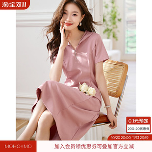 沫晗依美休闲显瘦连帽连衣裙2026夏季新款遮肚子显瘦短袖女连衣裙