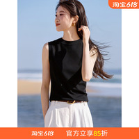 沫晗依美2026夏无袖黑色显瘦短袖季2026新款简约百搭打底舒适T恤