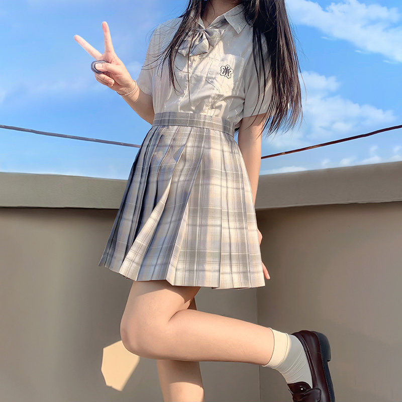 原创jk制服裙衬衫日系套装夏季新款正版校供学院风小岚中短袖衬衣