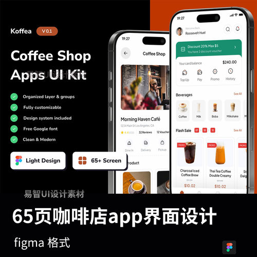 65页咖啡店app界面设计figma源文件