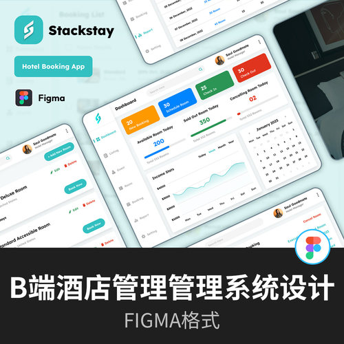 45屏酒店预订 UI 设计B端后台管理figma源文件