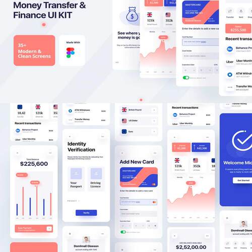 35页现代流行风格金融app UI设计figma源文件