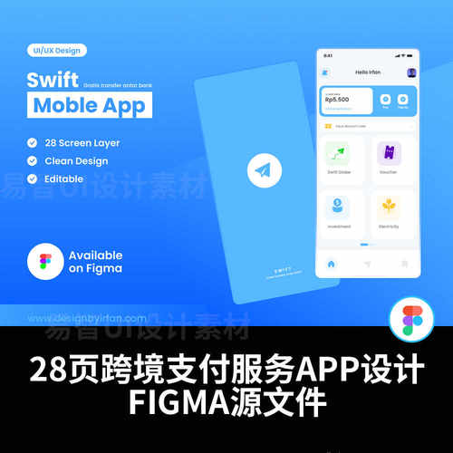 28页跨境支付服务app设计figma源文件