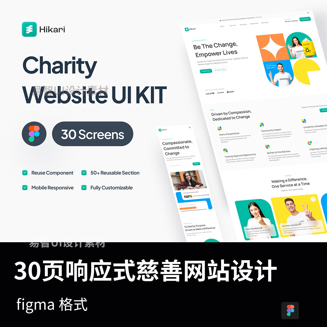 30页响应式慈善网站设计figma格式