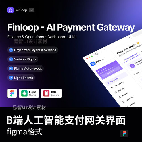 110页B端响应式设计人工智能支付网关界面figma源文件