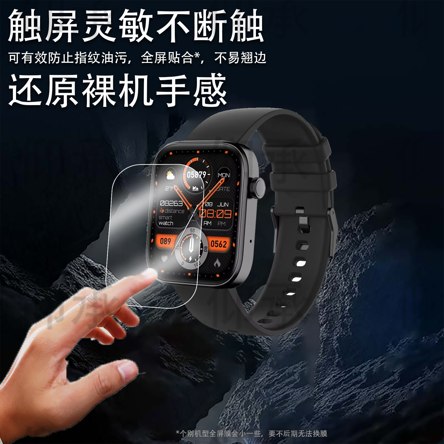 适用HMD Watch P1手表贴膜HMDWatchP1智能表保护膜1.9英寸方形腕表屏幕膜新品运动手环非钢化膜p1水凝配件