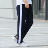 校服裤 一条杠初高中学生校裤 子一道杠夏季 直筒宽白边男女纯棉薄款