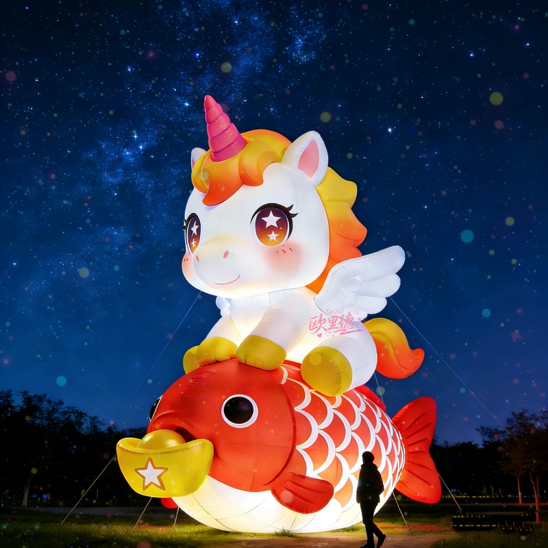 2026新年集市好运鲤鱼气模装饰巨型摆件商场店铺门前创意拍照道具