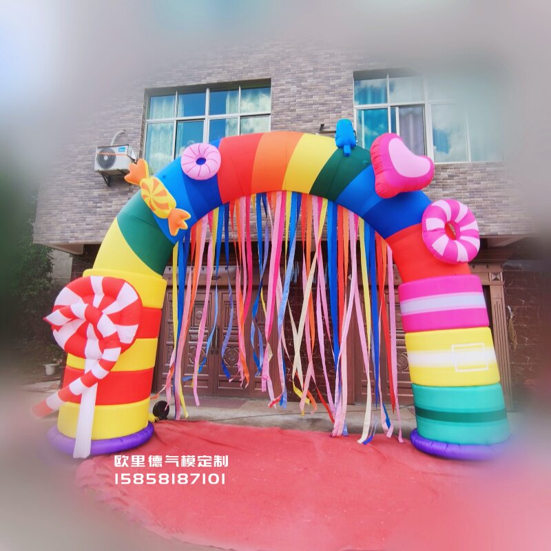定制六一充气创意彩糖果棒棒糖拱门气模户外浪漫商场中庭梦幻美陈