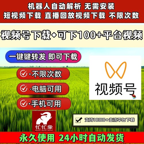 视频号下载工具去水印小程序各种系统1对1服务操作简单素材包更新