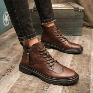 帕达索104男鞋 高帮男靴秋冬英伦系带圆头潮流马丁靴GB2104 BCY时尚