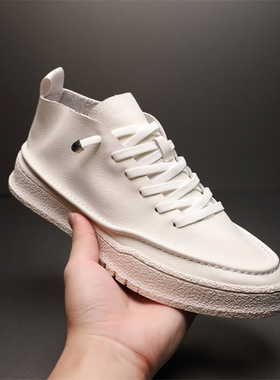 帕达索2024夏季欧洲站潮流休闲鞋韩版英伦真皮透气男士板鞋230313