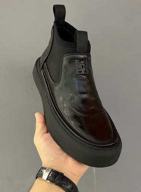 帕达索2023冬季新款高帮男士黑色鞋透气韩版休闲加绒短靴潮230986