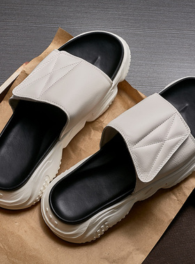 帕达索拖鞋男士休闲透气沙滩鞋外穿舒适凉拖百搭真皮一字拖210626