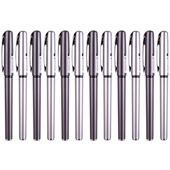 得力0.5mm中性笔金属质感12支