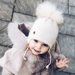 宝宝帽子3 4岁儿童针织帽潮可爱 12个月秋冬ins兔绒毛球婴儿帽子1