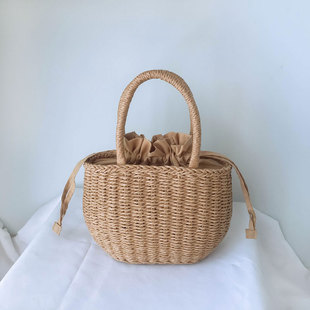 手工编织草编包沙滩海边度假女包 百搭 菜篮子小包手提包藤包夏季