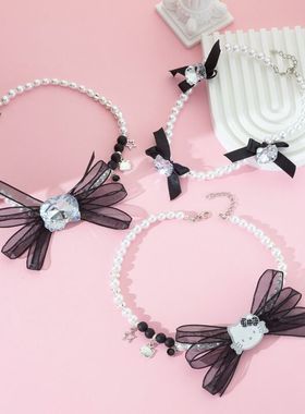 脖颈链项链猫KT网纱DIY调节仿可