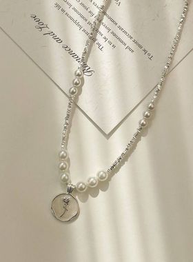 碎珍珠项链滴不规则法式施家玫瑰