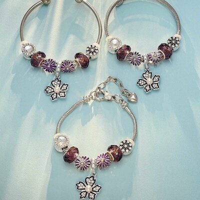 潘家手工DIY手链跨境爆款潘多饰品拉手镯合金电镀高端可拆卸手饰