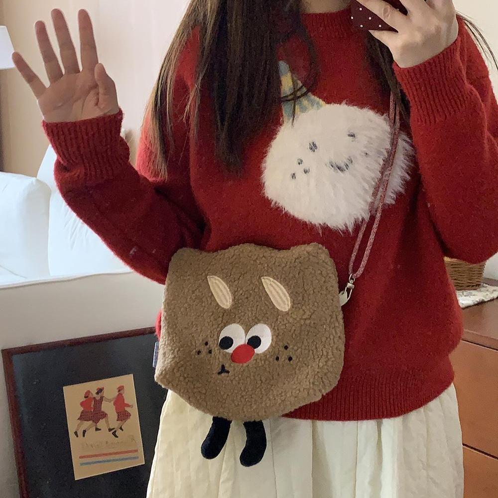 创意通勤便携斜挎包女原创刺绣小号手机包儿童治愈口红包装利是新