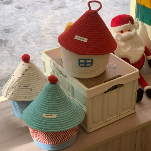 Плетеный милый домик для спальни, универсальная оригинальная корзина для хранения