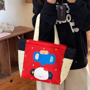 原创卡通便当包女款大容量小个子通勤单肩帆布包学生可爱托特包包