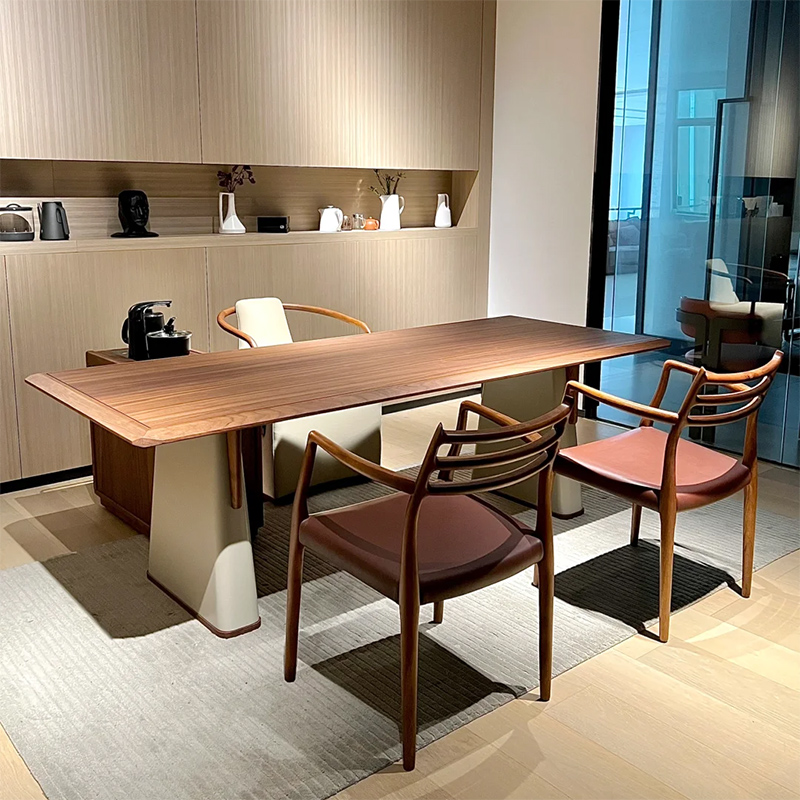 新中式黑胡桃木茶桌高端办公室茶台轻奢高级感茶几泡茶桌家具定制