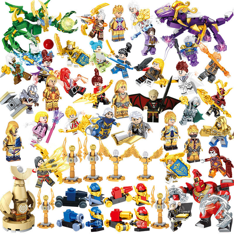 中国积木王者玩具荣耀拼装英雄小人偶拼插孙悟空益智玩具兼容乐高